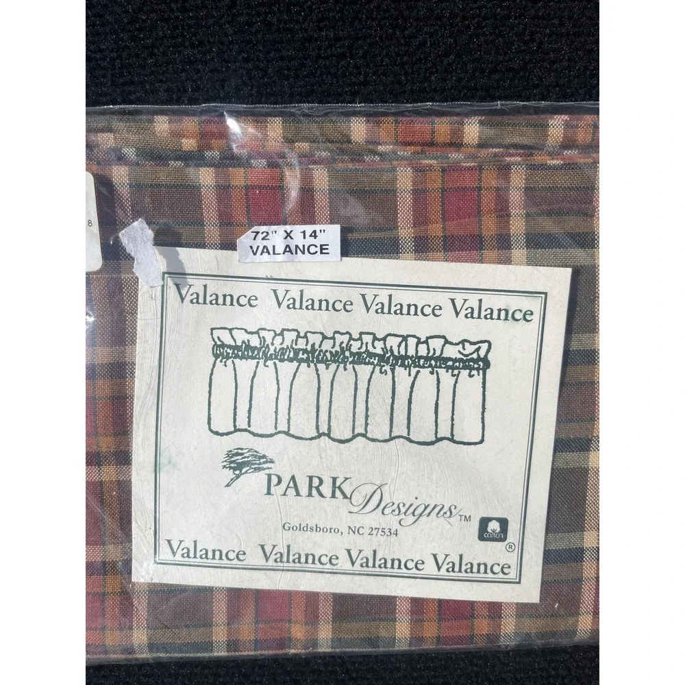 Park Designs Plaid Table Runner 13x54 & Valance 72x14 Set New in Package Country